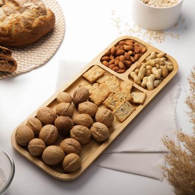 Менажница Доляна Striata, 3 секции, 39.5×16 см, бамбук