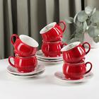 Сервиз керамический чайный «Шишечки», 12 предметов: чашка 200 мл, блюдце d=14,5 см, цвет красный - фото 318603386