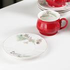 Сервиз керамический чайный «Шишечки», 12 предметов: чашка 200 мл, блюдце d=14,5 см, цвет красный - Фото 2