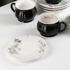 Сервиз керамический чайный «Шишечки», 12 предметов: чашка 200 мл, блюдце d=14,5 см, цвет чёрный - Фото 2