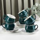 Сервиз керамический чайный «Шишечки», 12 предметов: чашка 200 мл, блюдце d=14,5 см, цвет зелёный - фото 318603398