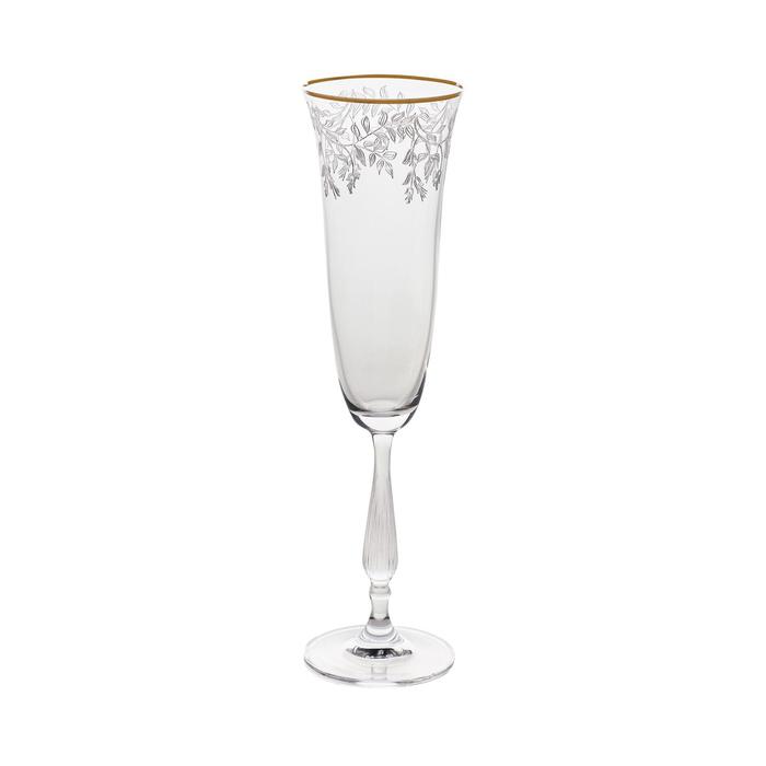 Набор бокалов для шампанского Fregata, декор «Панто, затирка платина, отводка платина», 190 мл x 6 шт. - Фото 1