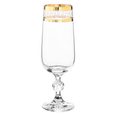 Набор бокалов для шампанского Sterna, декор «Панто золото», 180 см x 6 шт.