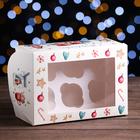Упаковка на 6 капкейков с окном "Рождественский домик", 25 х 17 х 10 см - фото 9756085