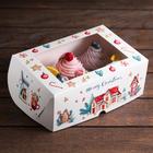 Упаковка на 6 капкейков с окном «Рождественский домик», 25×17×10 см 7118176