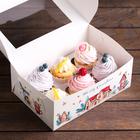 Упаковка на 6 капкейков с окном «Рождественский домик», 25×17×10 см 7118176