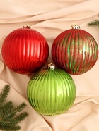 Ёлочные игрушки «Пальмира полосы», шары новогодние, d=15 см, набор 3 шт., МИКС - Фото 2
