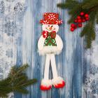 Мягкая игрушка "Снеговик в костюме с орнаментом, в шляпке" 9,5х30 см, красно-зелёный - Фото 1