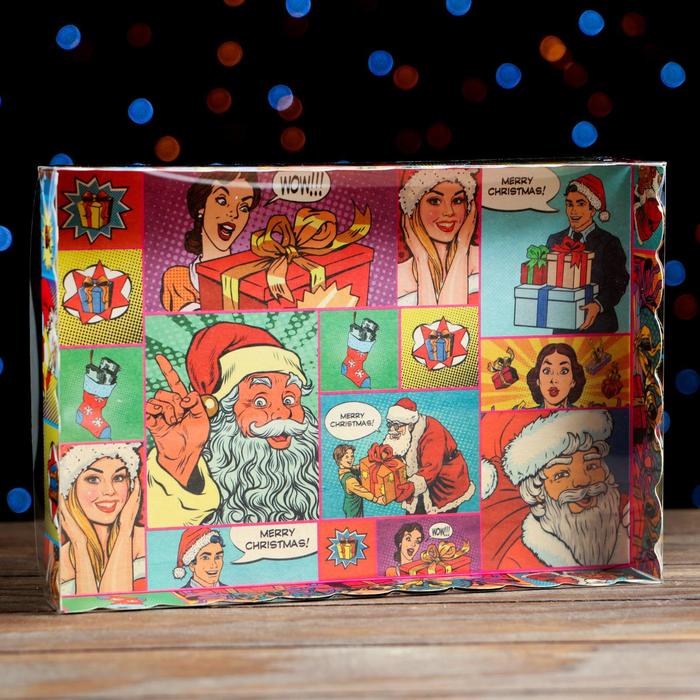 Коробочка для печенья "Pop-art новогодний сюрприз", 22 х 15 х 3 см - Фото 1