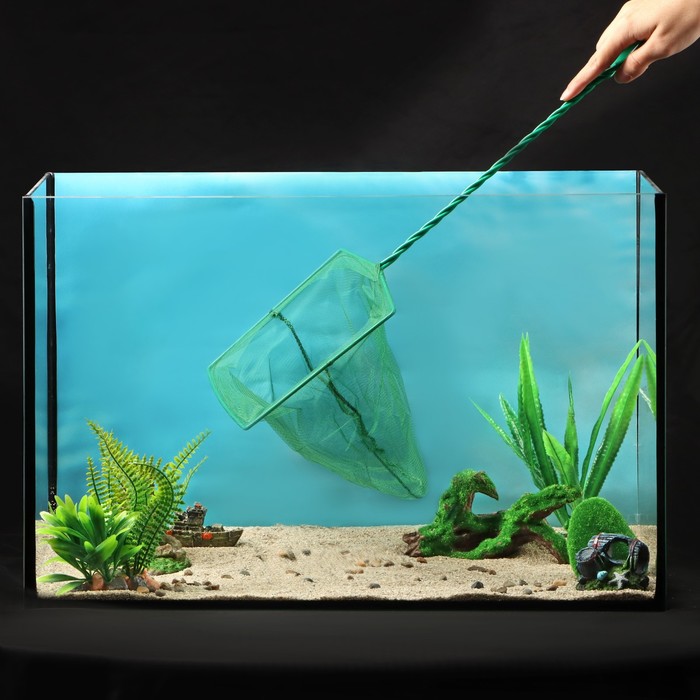 Сачок аквариумный 20 см, зелёный - Фото 1