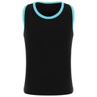 Майка-борцовка с цветной окантовкой, цвет чёрный/голубой, размер 32 7141598 Майка-борцовка с цветной окантовкой, цвет чёрный/голубой, размер 32 7141598