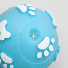 Мячик пищащий "Лапки" для собак, 5,5 см, голубой - фото 6462213
