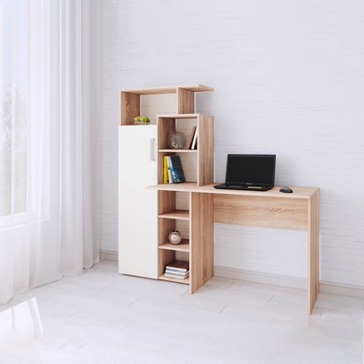 Стол компьютерный «Квартет – 7», 1508×500×1500 дуб сонома/белый