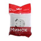 Розетка EKF "Минск", 16 А + 2 USB 2.1А, одноместная, с з/к, с защитными шторками, белая - Фото 2