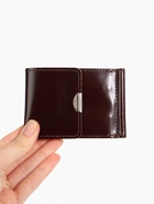 Зажим для купюр на кнопке, для монет, карт, коричневый - Фото 4