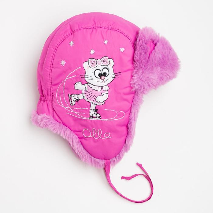 Шапка для девочки, цвет лиловый, размер 48 - Фото 1