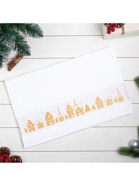 Полотенце махровое «Этель. Новый год: Домики», 50×90 см, хлопок 100%