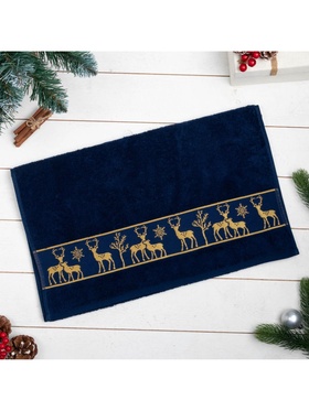 Полотенце махровое «Этель. Новый год: Олени», 50×90 см, хлопок 100%