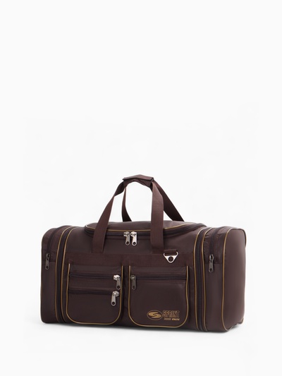 Сумка дорожная на молнии, с увеличением, 5 наружных карманов, коричневая