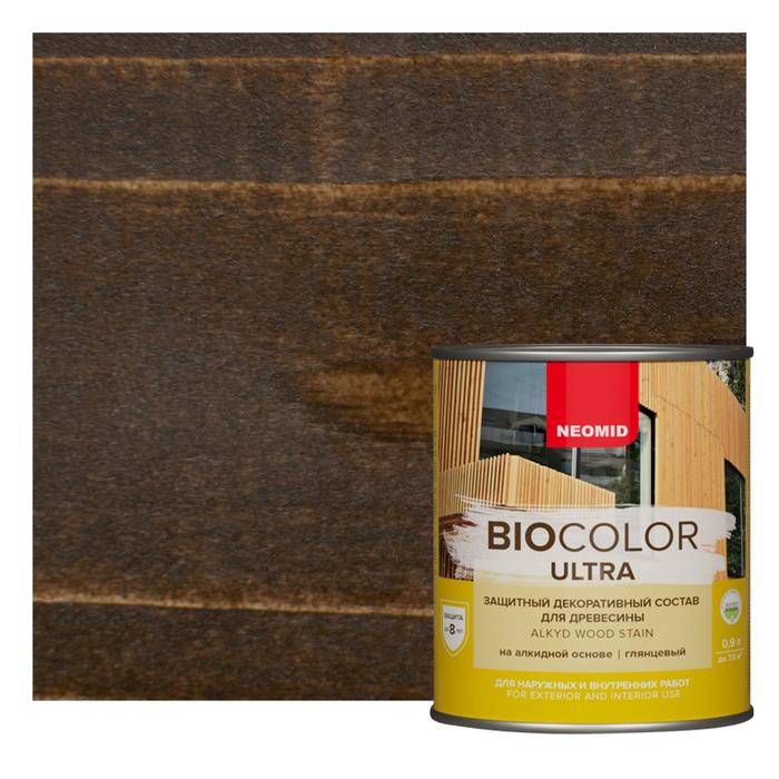 Защитный декоративный состав для древесины NEOMID BioColor ULTRA палисандр глянцевый 0,9л
