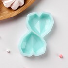 Силиконовый молд «Сердце - геометрическое», 4×4 см, толщина 15 мм, бирюзовый - Фото 2