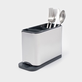 Подставка для столовых приборов Magistro «Металлик», 4 отделения, по верху 18×8.3×13.7 см, пластик, нержавеющая сталь  (артикул 6978717)  большой выбор товаров оптом и в розницу по низким ценам с доставкой