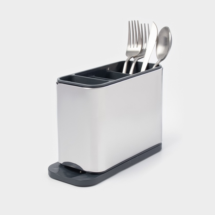 Подставка для столовых приборов Magistro «Металлик», 4 отделения, по верху 18×8.3×13.7 см, пластик, нержавеющая сталь - Фото 1