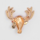 Брошь новогодняя «Олень в шапке», цветная в золоте - Фото 3