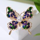 Брошь «Бабочка» бусинка, цветная в золоте - Фото 1