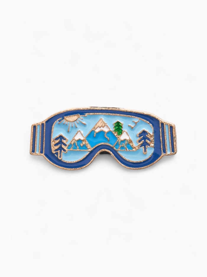 Значок «Очки сноубордиста» виды, цветной в золоте - Фото 1