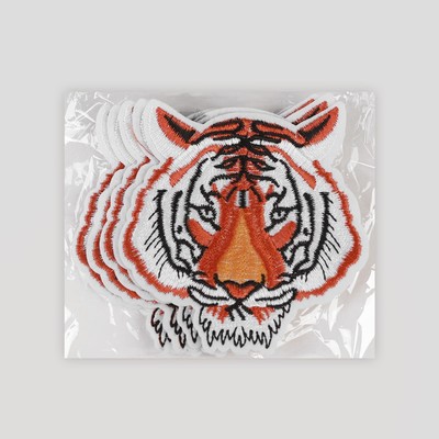 Термоаппликация «Мордашка тигра», 9.2×8.9 см, оранжевая