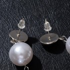 Серьги с жемчугом «Висячие» страза в огранке, цвет белый в серебре, 8 см - Фото 4