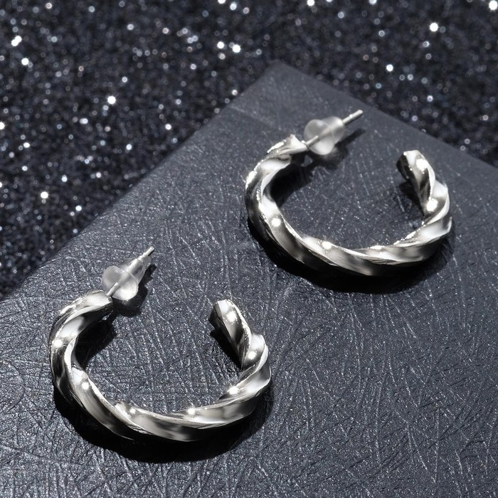 Серьги-кольца «Рассвет» солнце, d=2,8 см, цвет серебро - Фото 1