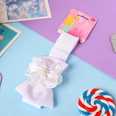 Повязка для волос Выбражулька «Модница», бантик в цветочке, 10.5×6.5 см, белая