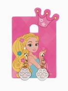 Серьги-клипсы детские Выбражулька «Лапки», бело-розовые в золоте - Фото 7