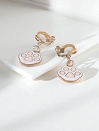 Серьги-клипсы детские Выбражулька «Лапки», бело-розовые в золоте - Фото 5