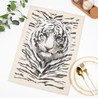 Полотенце Снежный тигр 45х60 см, лен 50%, хлопок 50%, 160г/м2 - Фото 1