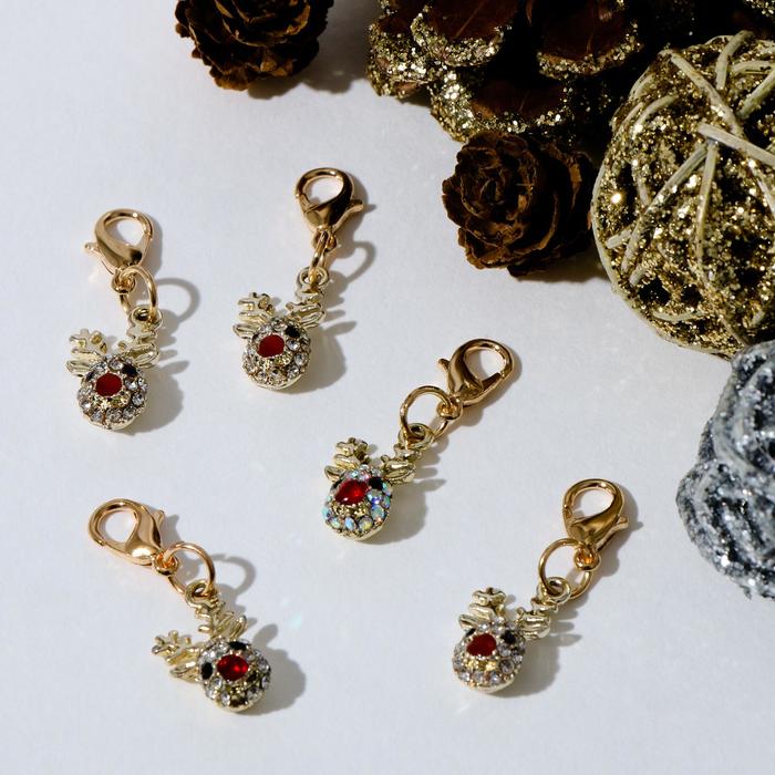 Шарм новогодний «Оленёнок», цвет красно-зелёный в золоте