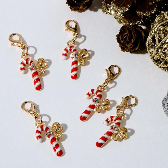 Шарм новогодний «Леденец», цвет красно-белый в золоте