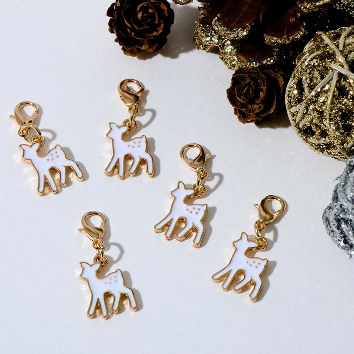 Шарм «Оленёнок», цвет белый в золоте