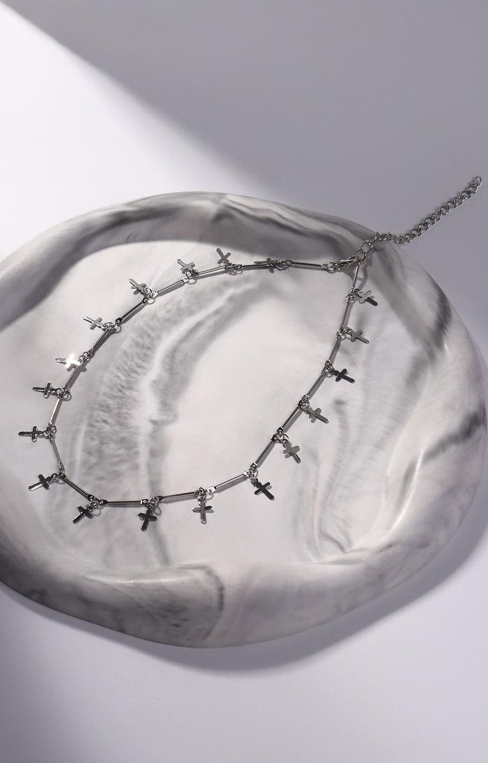 Чокер «Металлика» крестики, цвет серебро, L=30 см - Фото 1