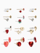 Серьги пусеты QF «Романтика», 12 пар, сердечки, цветные в золоте - Фото 3