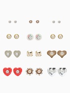 Серьги пусеты QF «Романтика», 12 пар, сердечки, цветные в золоте - Фото 3