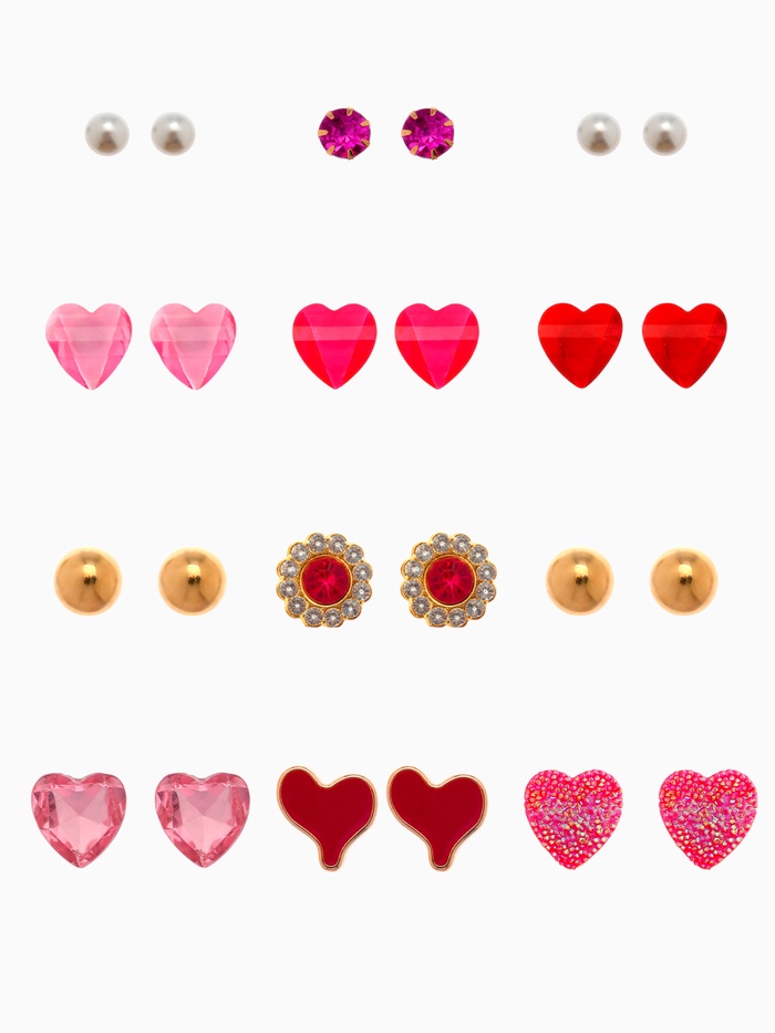 Серьги пусеты 12 пар «Сердечки», свидание, миксы - Фото 1