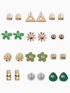 Серьги пусеты QF «Цветочки», набор 12 пар, авокадик, цветные в золоте - Фото 3