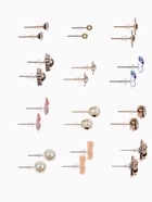 Серьги пусеты QF «Бабочки и цветочки», 12 пар, цветные в золоте - Фото 2