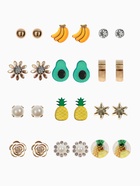 Серьги пусеты 12 пар «Вкусняшки» тропика, цветные в золоте - Фото 1