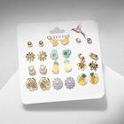 Серьги пусеты 12 пар «Вкусняшки» тропика, цветные в золоте - Фото 2