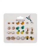 Серьги пусеты 12 пар «Вкусняшки» тропика, цветные в золоте - Фото 4