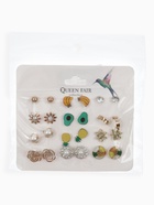 Серьги пусеты 12 пар «Вкусняшки» тропика, цветные в золоте - Фото 6